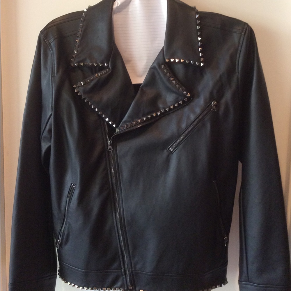 NWOT Punk Rock Black Leather Moto Studded Jacket